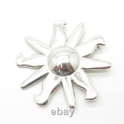 925 Sterling Silver Vintage Sun Pin Brooch / SIGNED IC