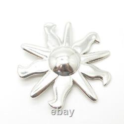 925 Sterling Silver Vintage Sun Pin Brooch / SIGNED IC