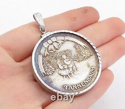 925 Sterling Silver Vintage Tannenbaum Christmas Medallion Pendant PT2954