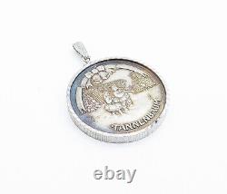 925 Sterling Silver Vintage Tannenbaum Christmas Medallion Pendant PT2954