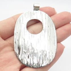 925 Sterling Silver Vintage Textured Cutout Oval Pendant