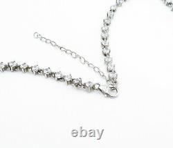 925 Sterling Silver Vintage Topaz & Cubic Zirconia Chain Necklace NE1126