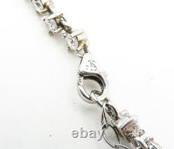 925 Sterling Silver Vintage Topaz & Cubic Zirconia Chain Necklace NE1126