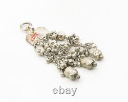 925 Sterling Silver Vintage Twist Detail Beaded Chandelier Pendant PT7904