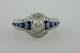 925 Sterling Silver Vintage Wave 1.35 Ct White Cushion Sapphire Cz Wedding Ring