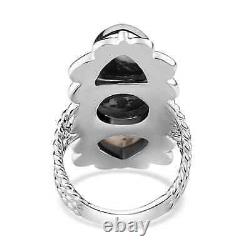925 Sterling Silver White Buffalo 3 Stone Ring Jewelry for Women Ct 6.9 Gifts
