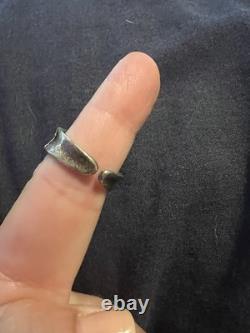 925 Sterling Vintage Modernist Oxidized Ring Sz 6 Thumb Unique Western Cowgirl