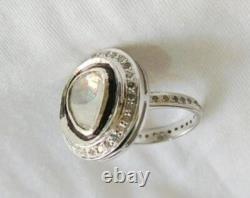 925 Sterling silver Natural Rose cut Diamond antique vintage Ring