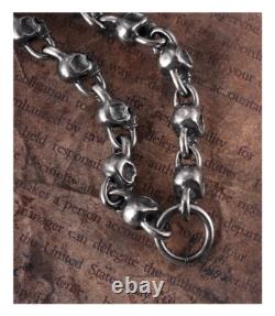 925 sterling silver handmade heavy biker punk retro solid skulls Necklace Men N0