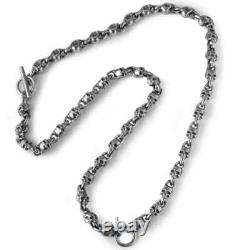 925 sterling silver handmade heavy biker punk retro solid skulls Necklace Men N0