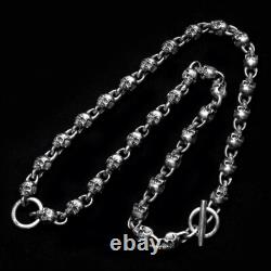 925 sterling silver handmade heavy biker punk retro solid skulls Necklace Men N0