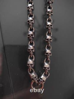 925 sterling silver handmade heavy biker punk retro solid skulls Necklace Men N0