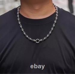 925 sterling silver handmade heavy biker punk retro solid skulls Necklace Men N0