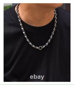 925 sterling silver handmade heavy biker punk retro solid skulls Necklace Men N0