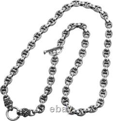 925 sterling silver handmade heavy biker punk retro solid skulls Necklace Men N0