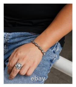 925 sterling silver handmade heavy biker punk retro solid skulls couple bracelet