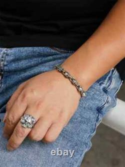 925 sterling silver handmade heavy biker punk retro solid skulls couple bracelet