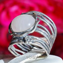 925 sterling silver ring 5.00ct jade solitaire sz 6 vintage handmade 7.5gr Didae