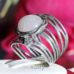 925 sterling silver ring 5.00ct jade solitaire sz 6 vintage handmade 7.5gr Didae