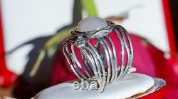 925 sterling silver ring 5.00ct jade solitaire sz 6 vintage handmade 7.5gr Didae