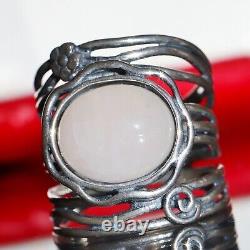 925 sterling silver ring 5.00ct jade solitaire sz 6 vintage handmade 7.5gr Didae