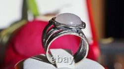 925 sterling silver ring 5.00ct jade solitaire sz 6 vintage handmade 7.5gr Didae