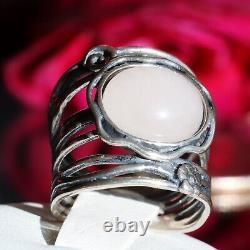 925 sterling silver ring 5.00ct jade solitaire sz 6 vintage handmade 7.5gr Didae