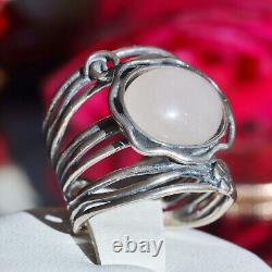 925 sterling silver ring 5.00ct jade solitaire sz 6 vintage handmade 7.5gr Didae