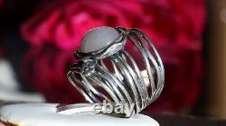 925 sterling silver ring 5.00ct jade solitaire sz 6 vintage handmade 7.5gr Didae