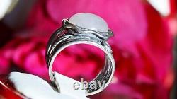 925 sterling silver ring 5.00ct jade solitaire sz 6 vintage handmade 7.5gr Didae
