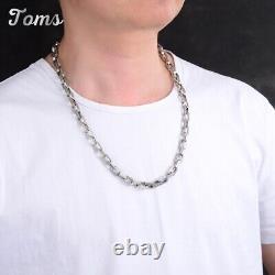 9mm 925 Sterling Silver Rectangle Link Chain Necklace for Men Punk HEAVY 24'