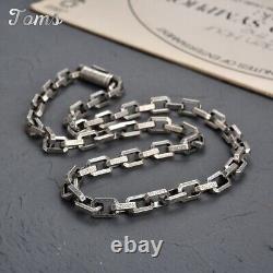 9mm 925 Sterling Silver Rectangle Link Chain Necklace for Men Punk HEAVY 24'