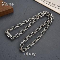 9mm 925 Sterling Silver Rectangle Link Chain Necklace for Men Punk HEAVY 24'