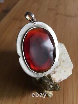 A Vintage piece of jewelry, Genuine Faceted Carnelian, Solid Sterling Silver