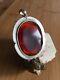 A Vintage Piece Of Jewelry, Genuine Faceted Carnelian, Solid Sterling Silver