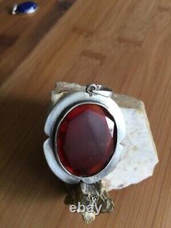 A Vintage piece of jewelry, Genuine Faceted Carnelian, Solid Sterling Silver