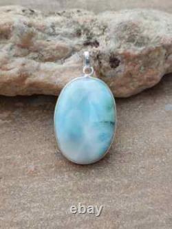 AAA+ Blue Larimar Pendant 925 Sterling Silver Handmade Pendant Vintage Pendant