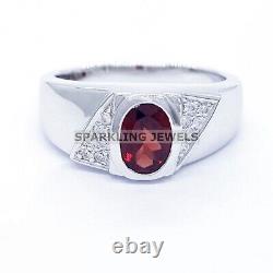 AAA+ Garnet Oval Cut With 925 Sterling Silver Ring For Men's #94