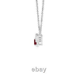 ANGARA Vintage Inspired Ruby and Diamond Curved Bar Pendant Necklace in Silver