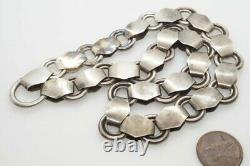 ANTIQUE VICTORIAN ENGLISH SILVER ENGRAVED BOOK CHAIN COLLAR NECKLACE c1880