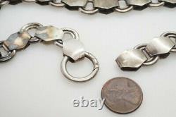 ANTIQUE VICTORIAN ENGLISH SILVER ENGRAVED BOOK CHAIN COLLAR NECKLACE c1880