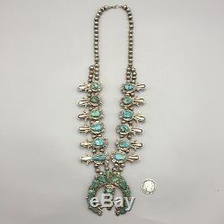 ATTR. Dan Simplicio, Vintage Turquoise & Sterling Silver Squash Blossom Necklace