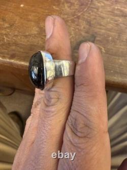 AY 925 Sterling Silver Vintage Real Black Onyx Gemstone Ring Size 7 20.4g