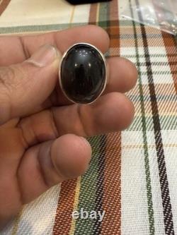 AY 925 Sterling Silver Vintage Real Black Onyx Gemstone Ring Size 7 20.4g