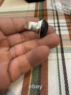 AY 925 Sterling Silver Vintage Real Black Onyx Gemstone Ring Size 7 20.4g