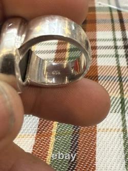 AY 925 Sterling Silver Vintage Real Black Onyx Gemstone Ring Size 7 20.4g