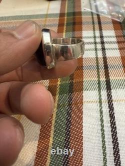 AY 925 Sterling Silver Vintage Real Black Onyx Gemstone Ring Size 7 20.4g
