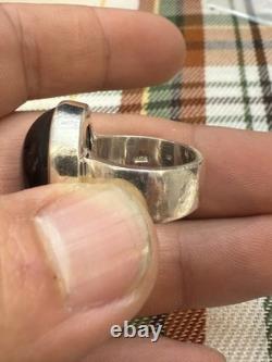 AY 925 Sterling Silver Vintage Real Black Onyx Gemstone Ring Size 7 20.4g