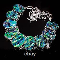 Abalone Shell Gemstone Necklace 925 Sterling Silver Abalone Shel Silver Necklace