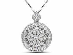 Amour Sterling Silver Vintage Diamond Locket Pendant Necklace H-I I2-I3 18